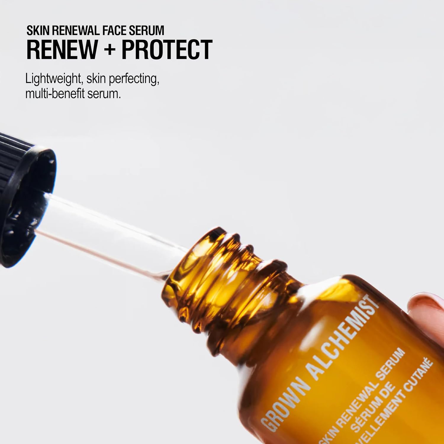 Grown Alchemist Skin Renewal Serum, glass dropper bottle packaging, fragrance not specified, 25ml, facial skincare use