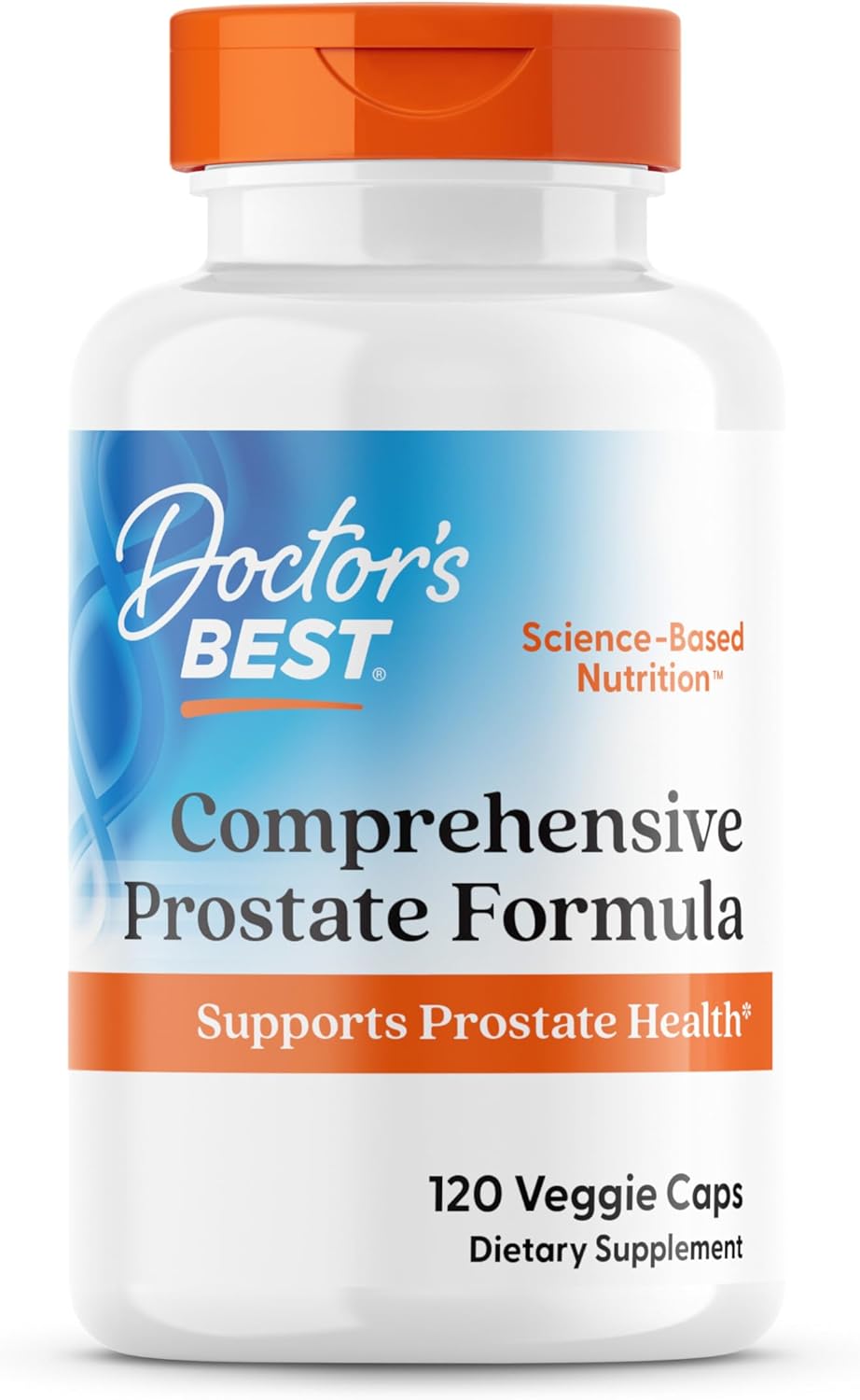 Doctor's Best Comprehensive Prostate Formula bottle, 120 vegetarian capsules.