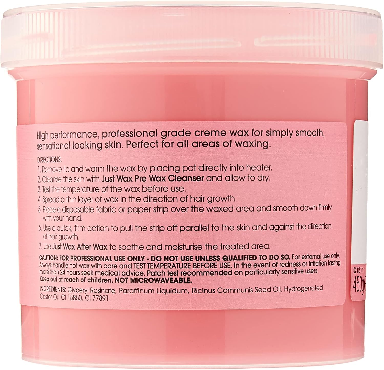 Salon System Just Wax Crème Strip Wax 450g ingredients and product information