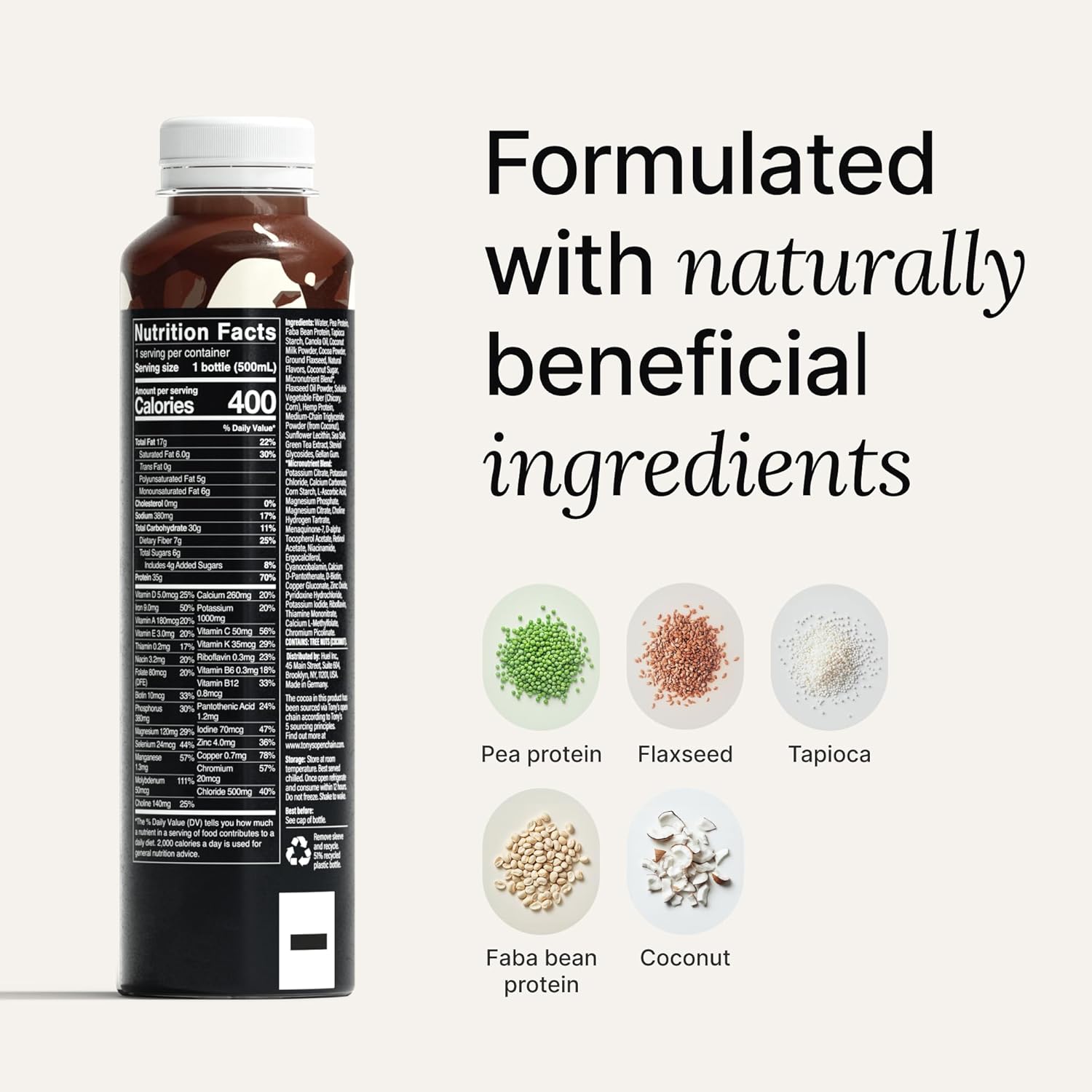 Huel Black Edition Ready-to-Drink Chocolate meal drink bottle serving instructions 500ml bottle 8 pack