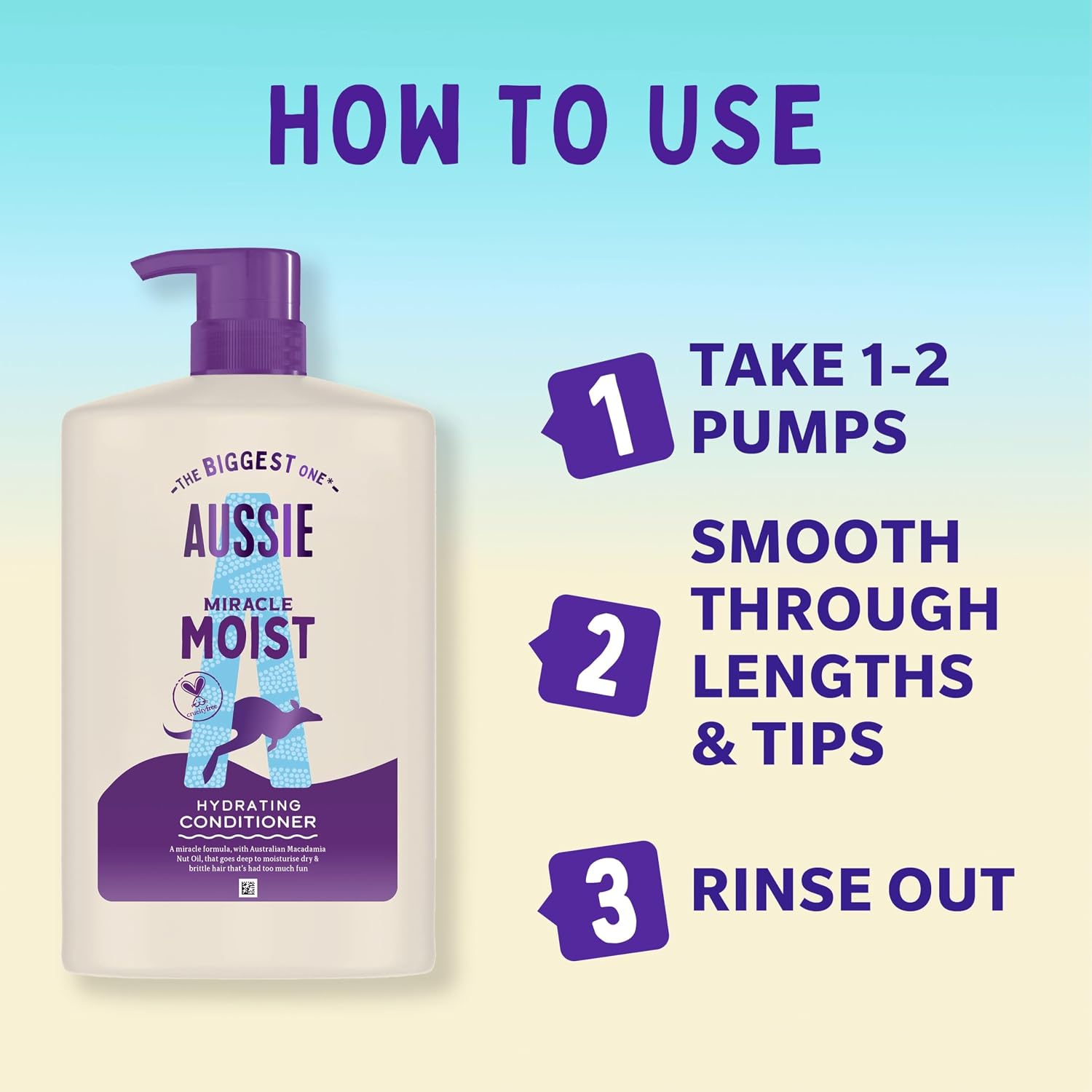 Aussie Miracle Moist Shampoo and Conditioner Set 2 x 1L usage instructions