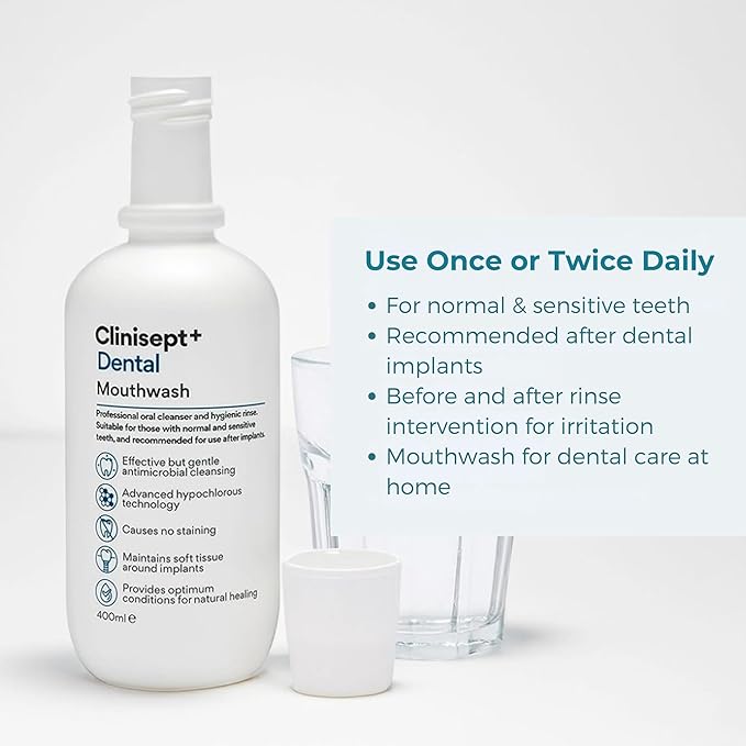 Clinisept+ Oral Rinse / Mouthwash bottle, alcohol-free, 400ml how to use.