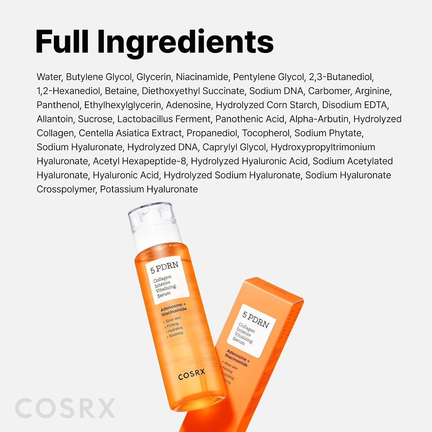COSRX 5 PDRN Collagen Intense Vitalizing Serum 100ml bottle ingredients