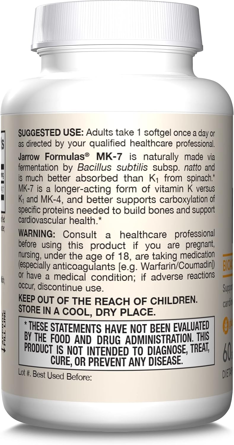How to Use Image: Jarrow Formulas Vitamin K2 MK-7 90mcg softgels usage instructions