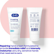 E45 Repairing Hand Cream barcode on fragrance free hand cream tube 50ml