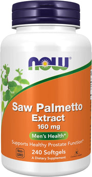 NOW Saw Palmetto Extract Softgels 160mg 240 count bottle front view
