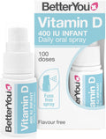 BetterYou Vitamin D 400 IE Säuglings-Mundspray, geschmacksneutral – 15 ml