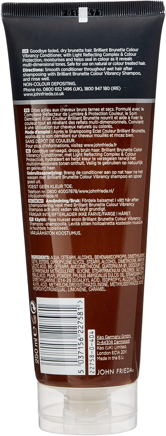 John Frieda Brilliant Brunette Colour Vibrancy Conditioner 250ml barcode packaging