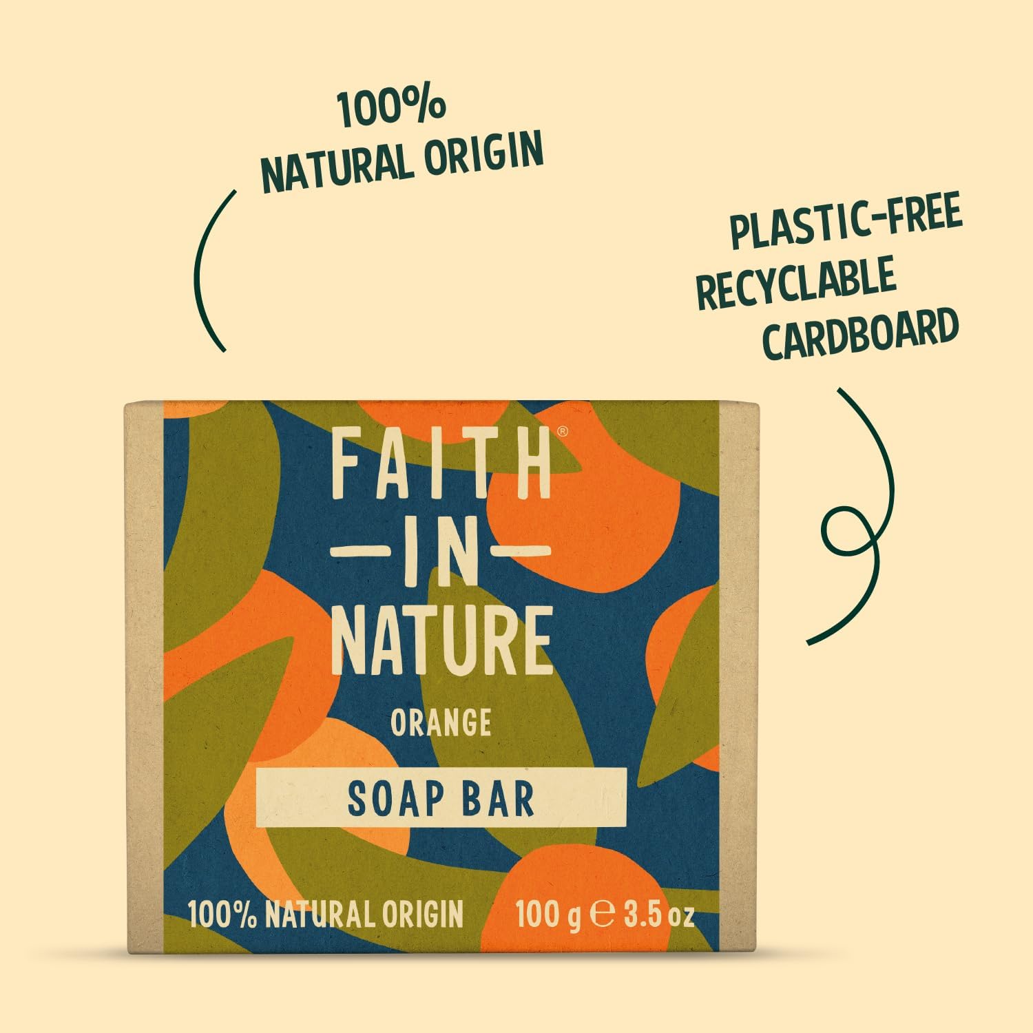 Faith In Nature Natural Orange Vegan Bar Soap 6 × 100g cardboard product information