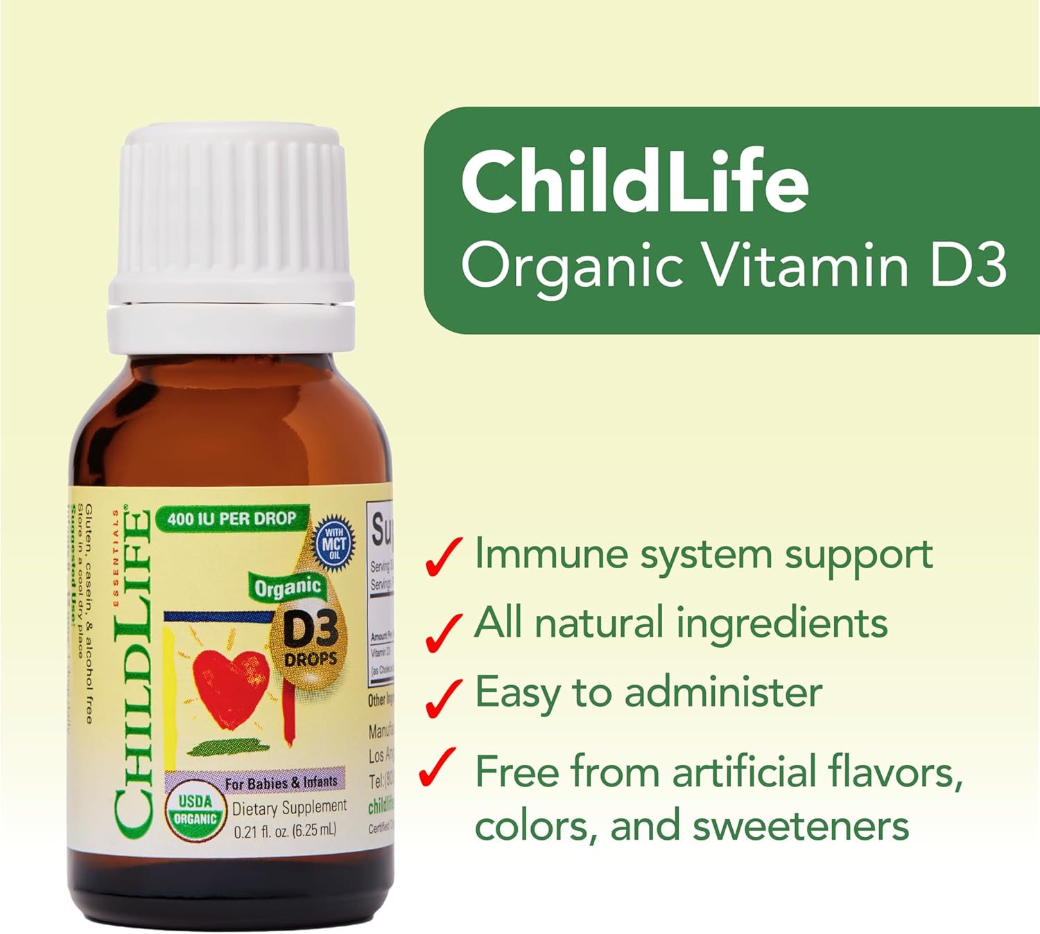ChildLife Essentials Vitamin D3 Drops infant liquid supplement 400 IU 6.25ml