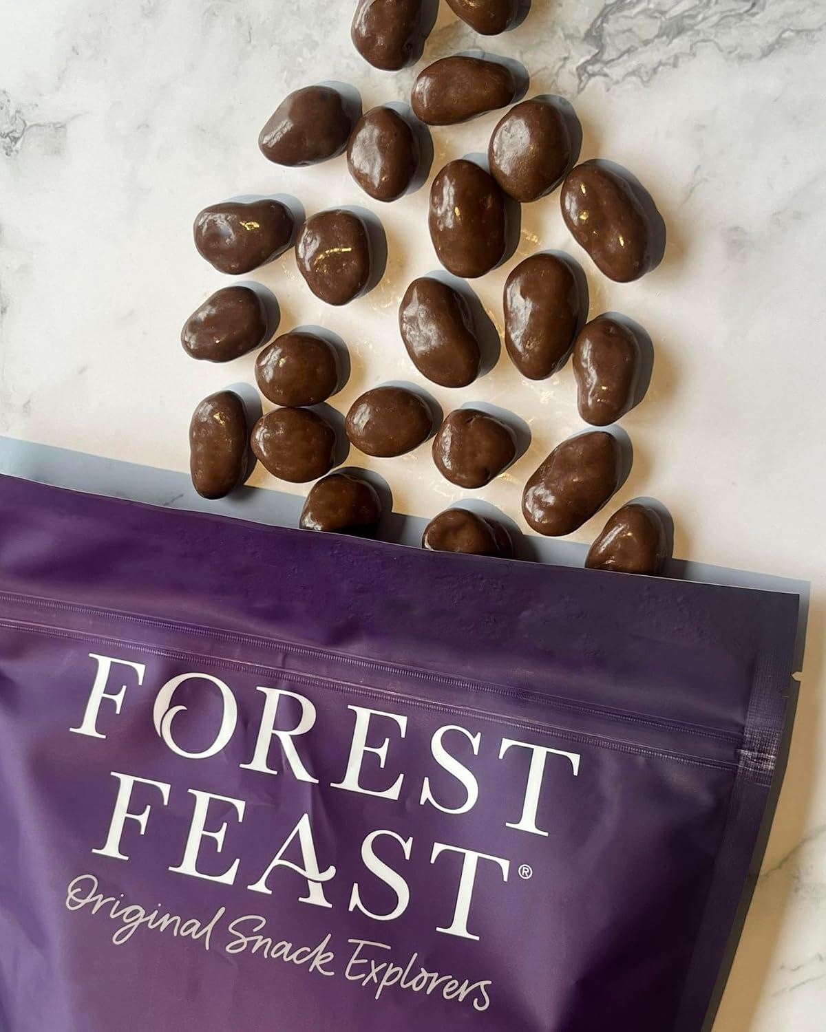 Forest Feast Belgian Milk Chocolate Jumbo Raisins chocolate coated raisins 1kg resealable pouch lifestyle serving image