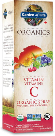 Garden of Life Organic Vitamin C Spray bottle & box, Cherry Tangerine flavour, 58ml.