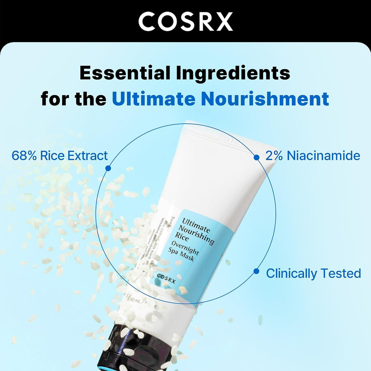 COSRX Ultimate Nourishing Rice Overnight Spa Mask 60ml jar ingredients