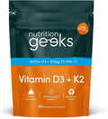 Nutrition Geeks Vitamin D3 + K2 4000IU 365 Vegetarian Tablets