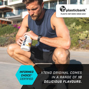 Lifestyle/use image: XTEND Original BCAA Powder Blue Raspberry Ice drink prepared in shaker tub powder 444g 30 servings