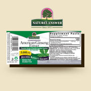 Nature’s Answer American Ginseng alcohol free liquid extract 30ml barcode on a beige background
