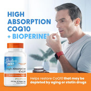 Doctor's Best High Absorption CoQ10 with BioPerine, bottle packaging, unflavoured, 400mg, 60 veggie capsules, daily dietary supplement use