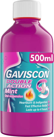Gaviscon Double Action Mint Oral Suspension 500ml bottle front view