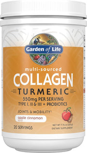 Garden of Life Collagen & Turmeric Powder tub, apple cinnamon, 220g.