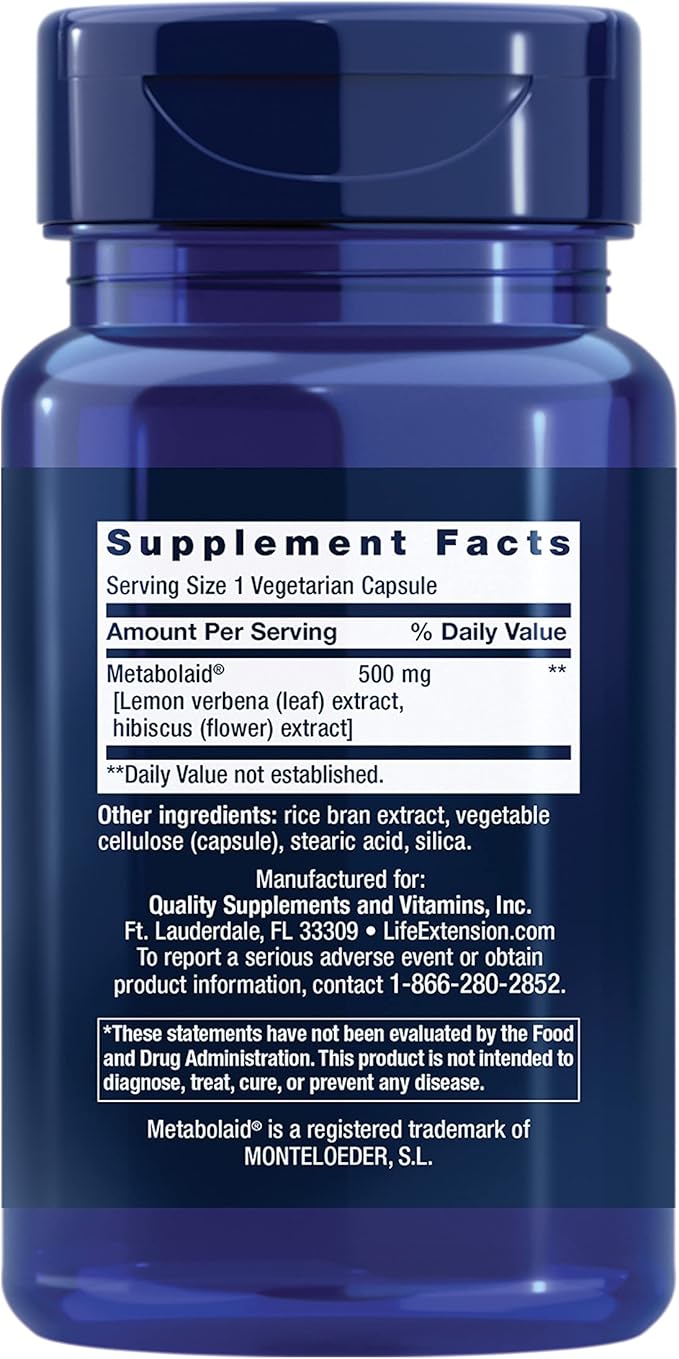 Life Extension supplement facts label for botanical metabolic support blend.
