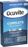 Bausch + Lomb Ocuvite Complete Nahrungsergänzungsmittel für die Augen mit Lutein & Omega-3 – 30 Weichkapseln