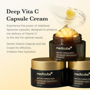 Medicube Deep Vita C Capsule Cream jar packaging vitamin C face cream 55g skincare routine lifestyle image