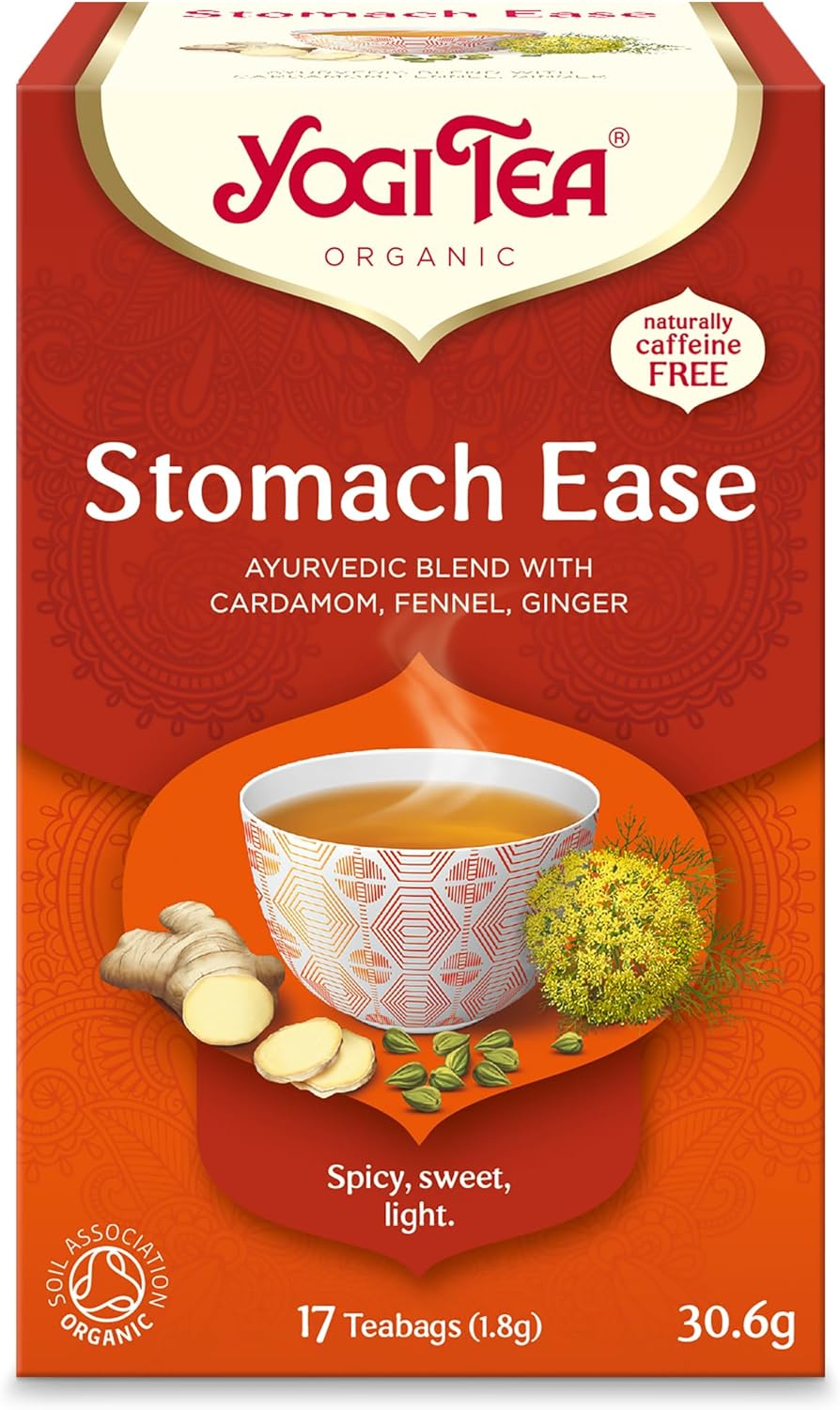 Front Image: Yogi Tea Organic Stomach Ease herbal tea bags 17 x 1.8g box