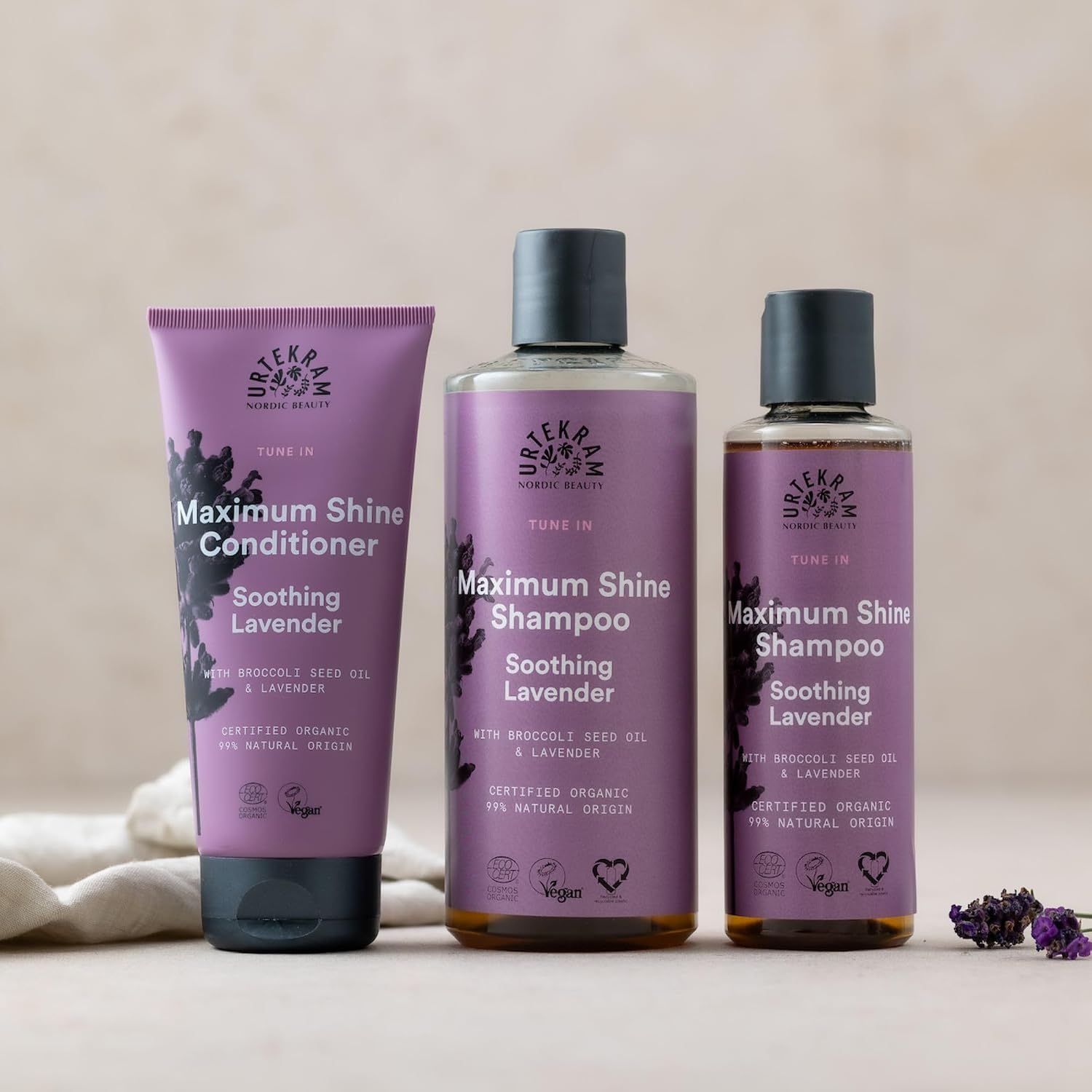 Urtekram Maximum Shine Lavender Conditioner tube, lavender scent, 180ml, hair care use & other variants