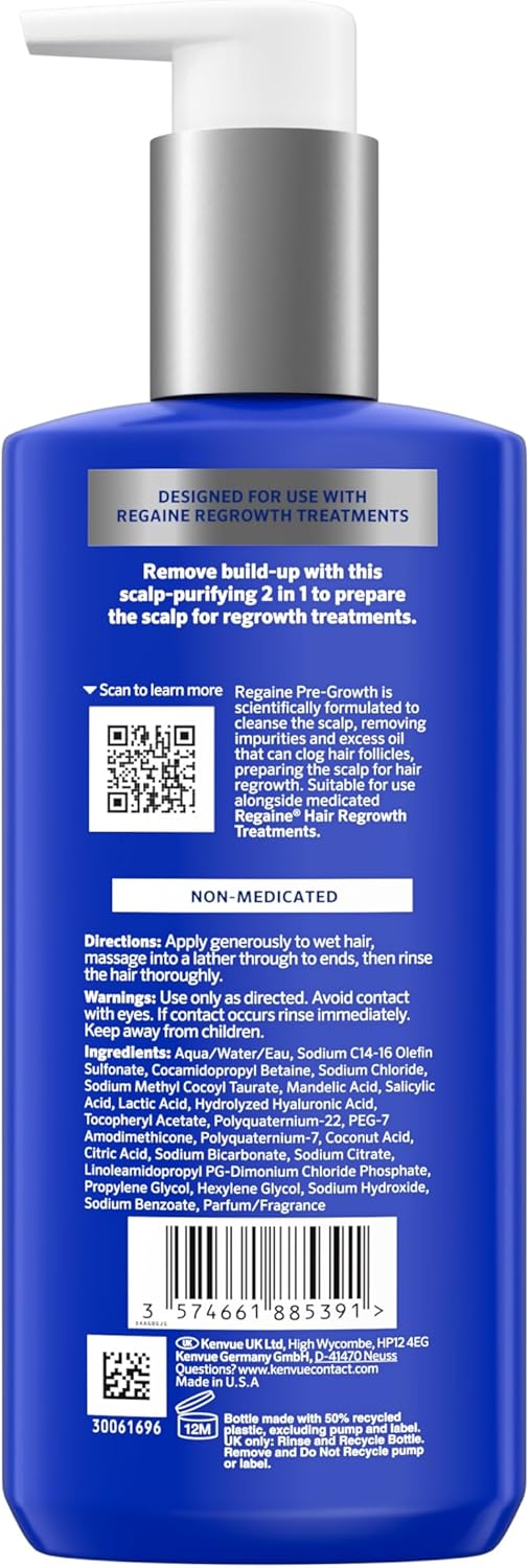 Regaine Pre-Growth 2 in 1 Shampoo & Conditioner barcode on 248ml bottle