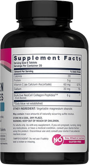 upplement facts label for NeoCell 120-count collagen tablets.