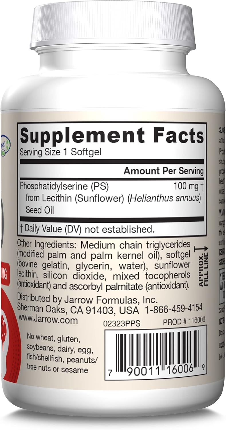 Barcode Image: Jarrow Formulas PS100 phosphatidylserine 100mg softgels 60 count barcode packaging
