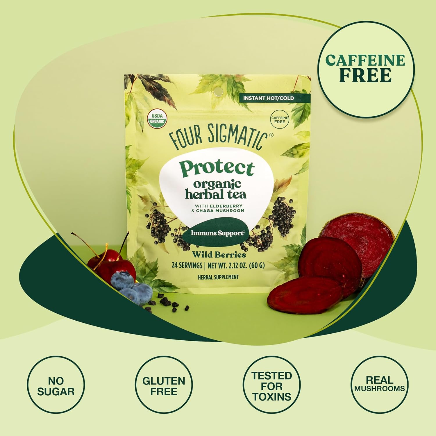 Four Sigmatic Protect Organic Herbal Tea, Wild Berries - 60g