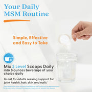 Doctor's Best MSM Powder with OptiMSM, container packaging, unflavoured, 250g, preparation instructions