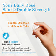 Doctor's Best Double-Strength SAM-e, bottle packaging, no flavour, 400mg, 60 enteric-coated tablets, daily use instructions