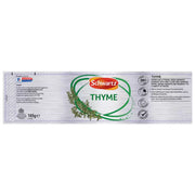 Supplement facts & ingredients image: Schwartz Thyme ingredient information packaging 165g