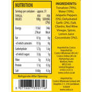 Mateo's Gourmet Salsa ingredient & barcode label medium heat 907g