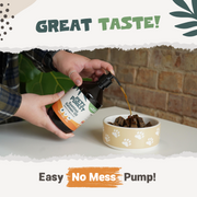 How to use
Pets Purest salmon oil feeding instructions on white background
