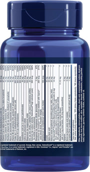 Supplement facts panel for Life Extension Two-Per-Day Multivitamin showing full ingredient list.