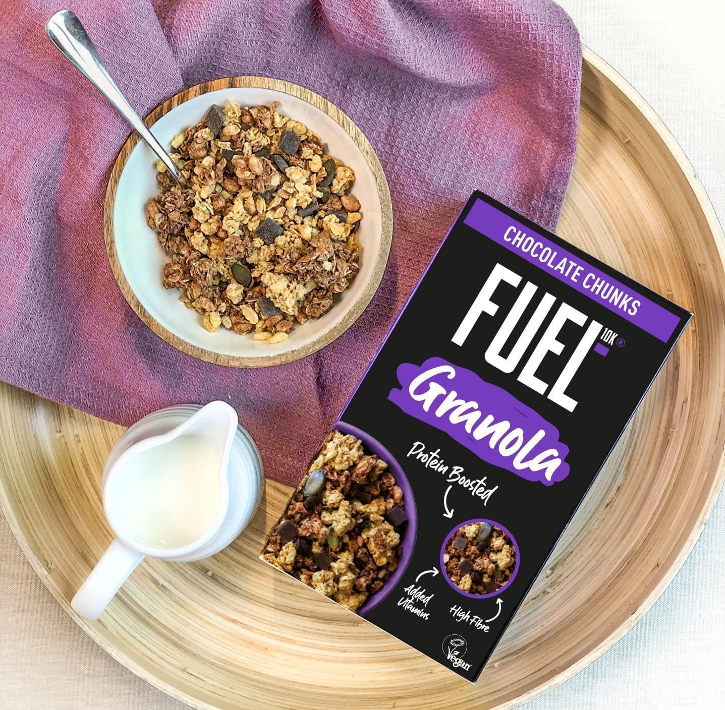 Lifestyle/use image: Fuel 10K Chocolate Chunks Granola breakfast bowl chocolate oat cereal 1kg