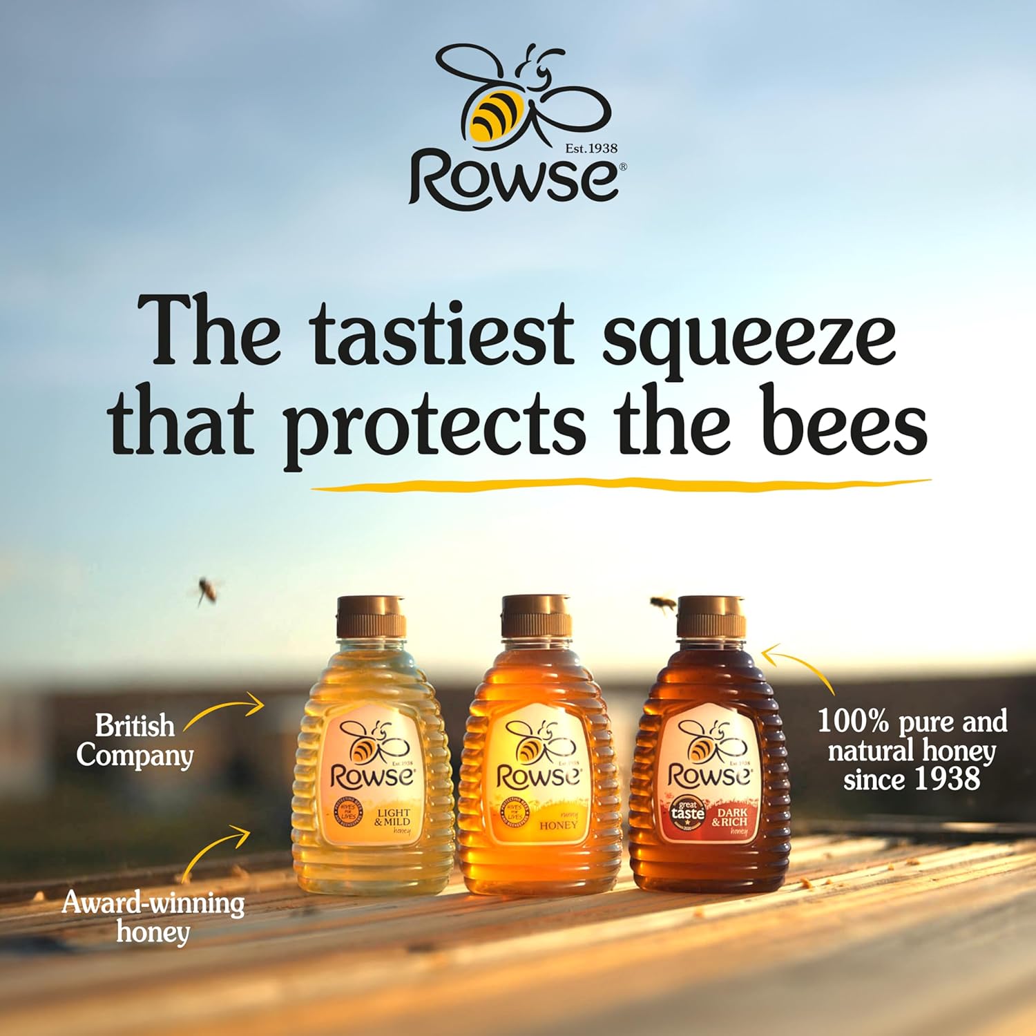 Rowse Organic Clear Honey breakfast serving squeezy bottle 1.36kg other variants