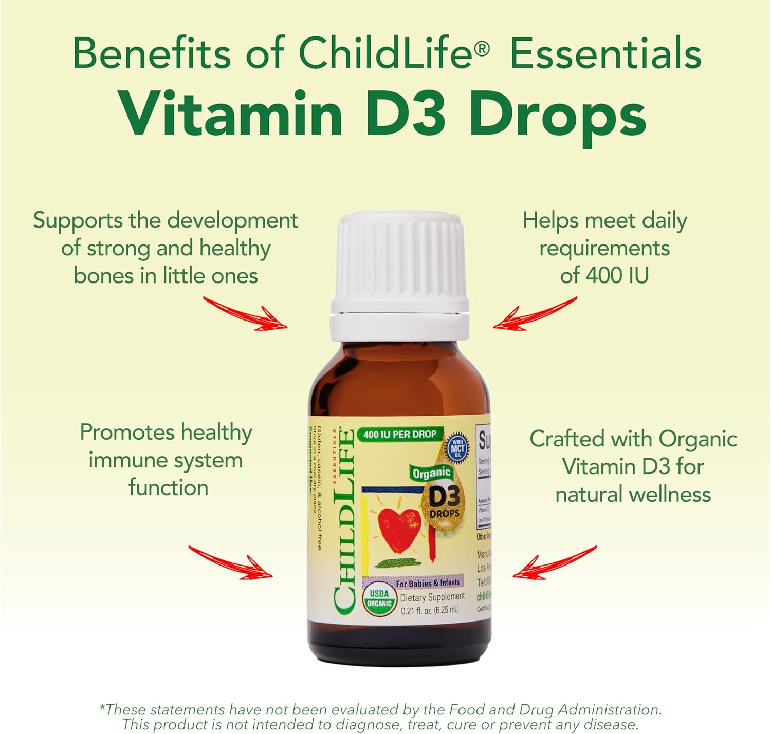 ChildLife Essentials Organic Vitamin D3 Drops 400 IU - 6.25ml