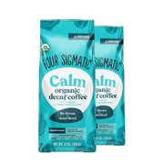 Four Sigmatic Organic Decaf Ground Coffee 340g, 2 pouches front packaging on white background