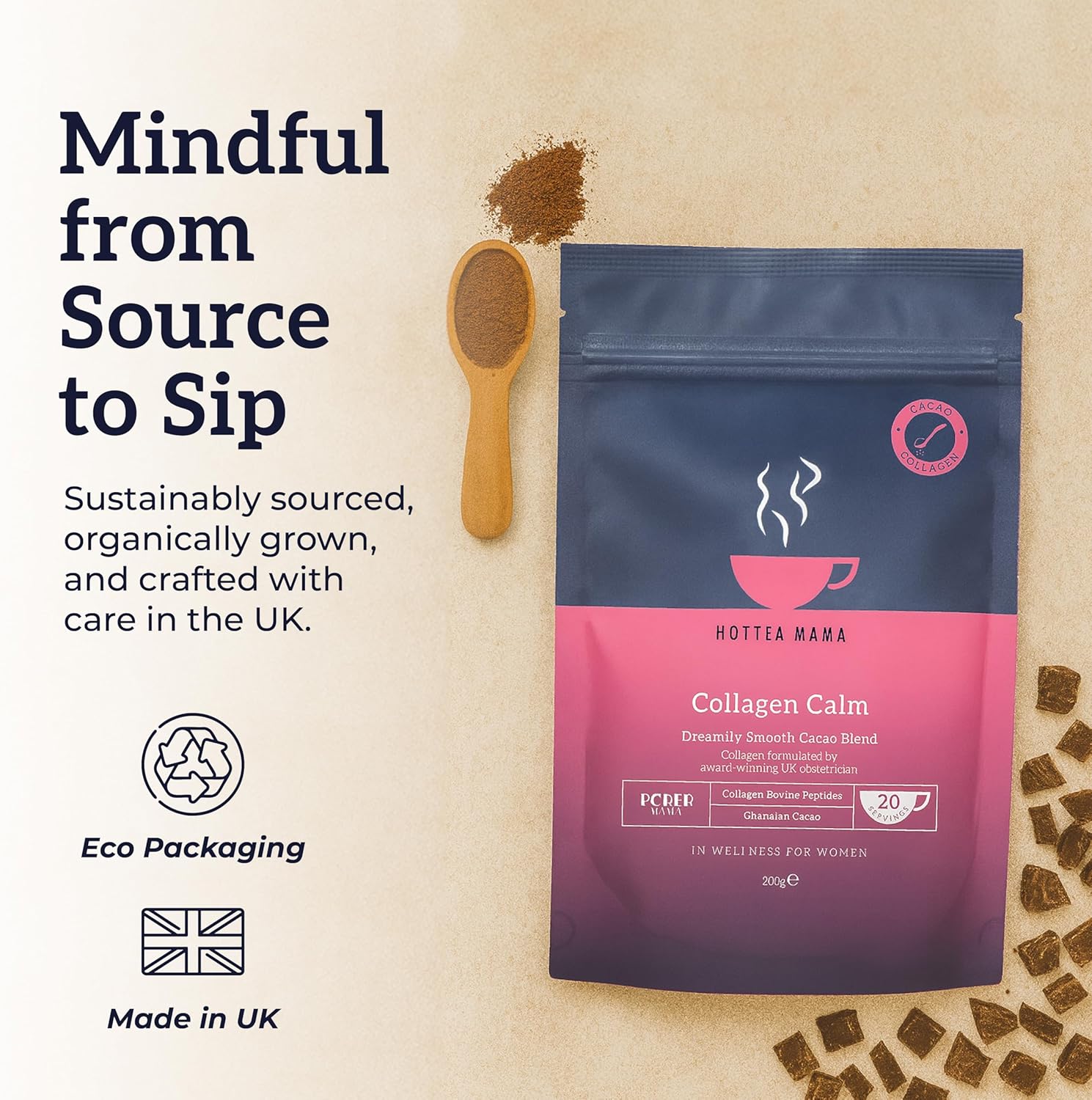 Hottea Mama Collagen Calm Dreamy Cacao Powder - 200g