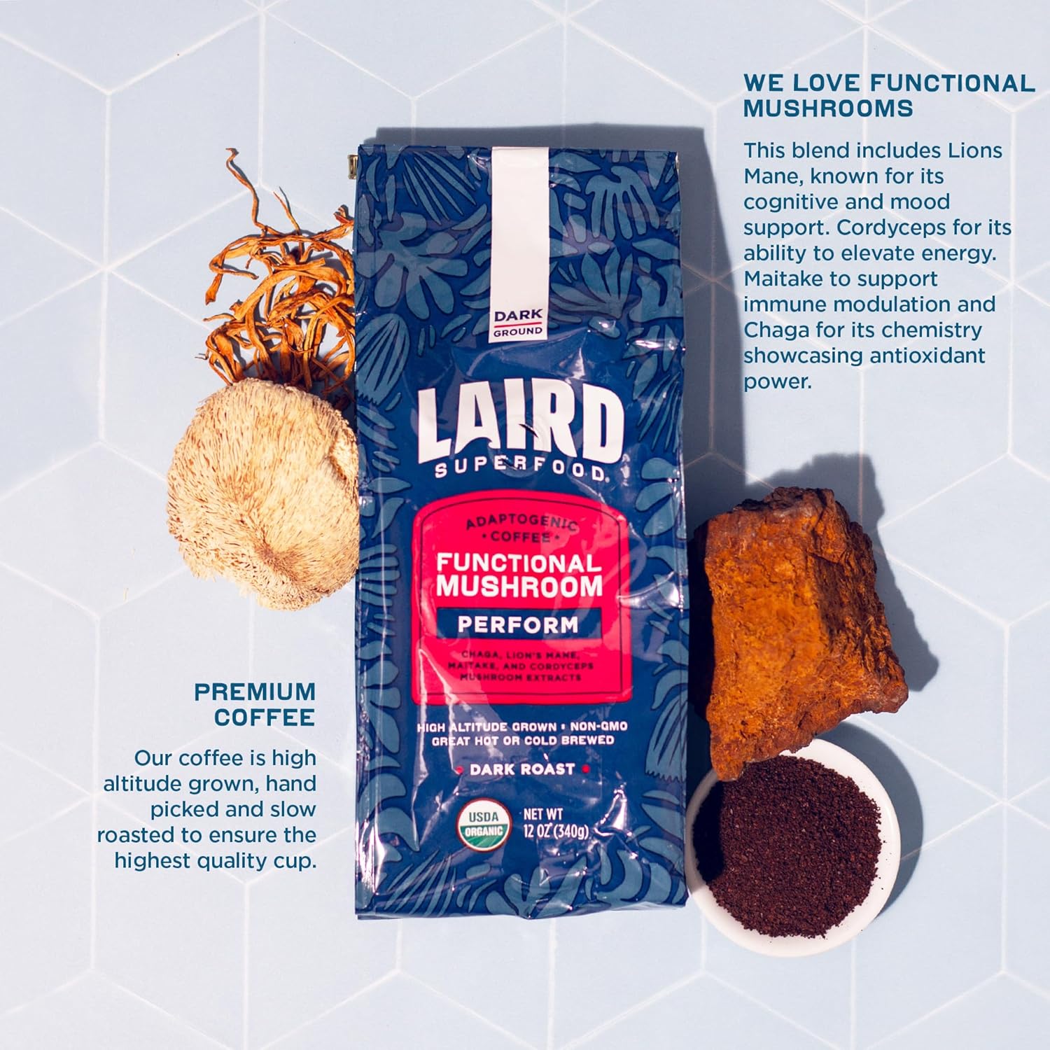 Laird Superfood Peruvian Dark Roast Coffee with Mushrooms - 340g