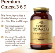 Solgar Omega 3-6-9 1300mg softgels dietary supplement bottle 120 count daily wellness routine