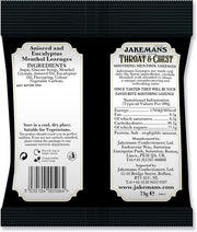 Ingredients, barcode and usage instructions for Jakemans lozenges.