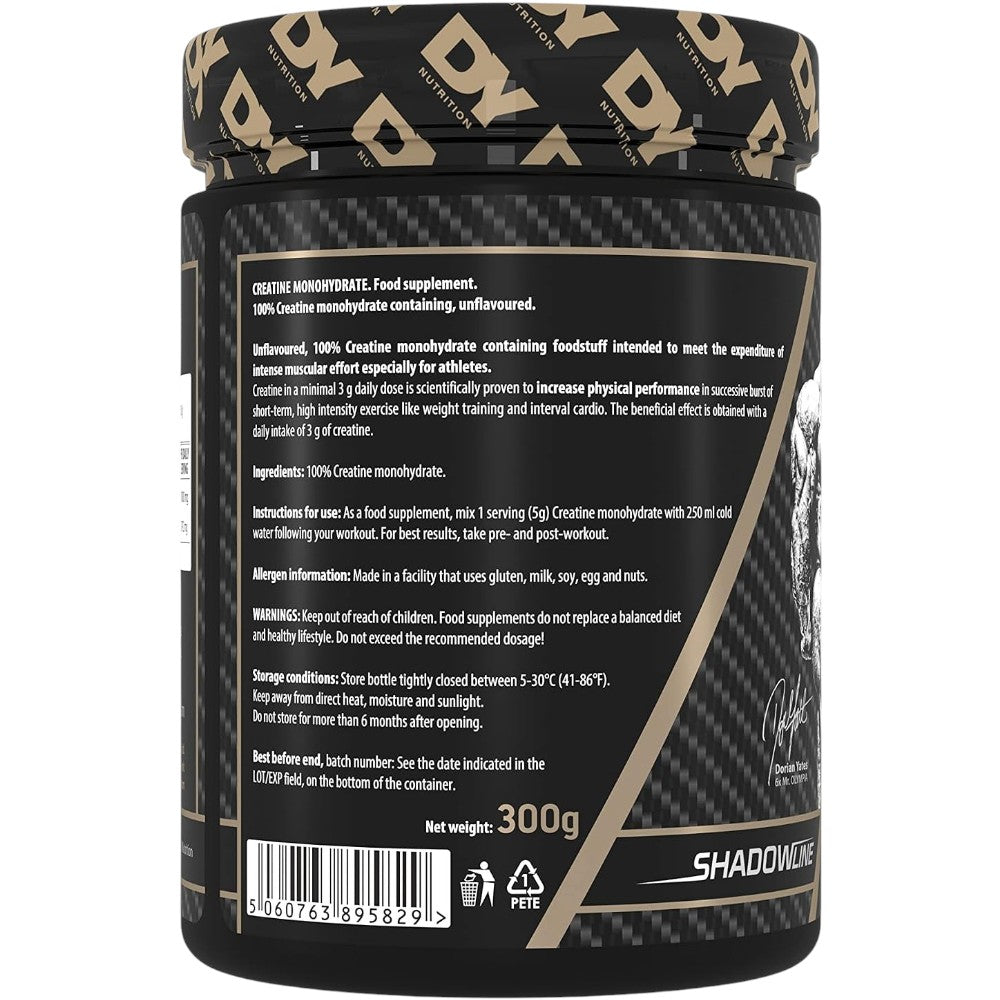 DY Nutrition Creatine Monohydrate Powder Unflavoured 300g tub barcode image