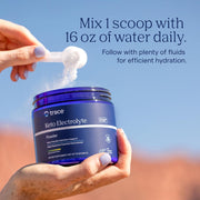 How to Use Image: Trace Minerals Keto Electrolyte Powder lemon lime mixing instructions tub 369g