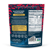 Laird Superfood turmeric coffee creamer ingredients, barcode & nutrition facts label 227g on white background