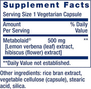 Life Extension supplement facts label for botanical metabolic support blend.